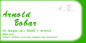 arnold bobar business card